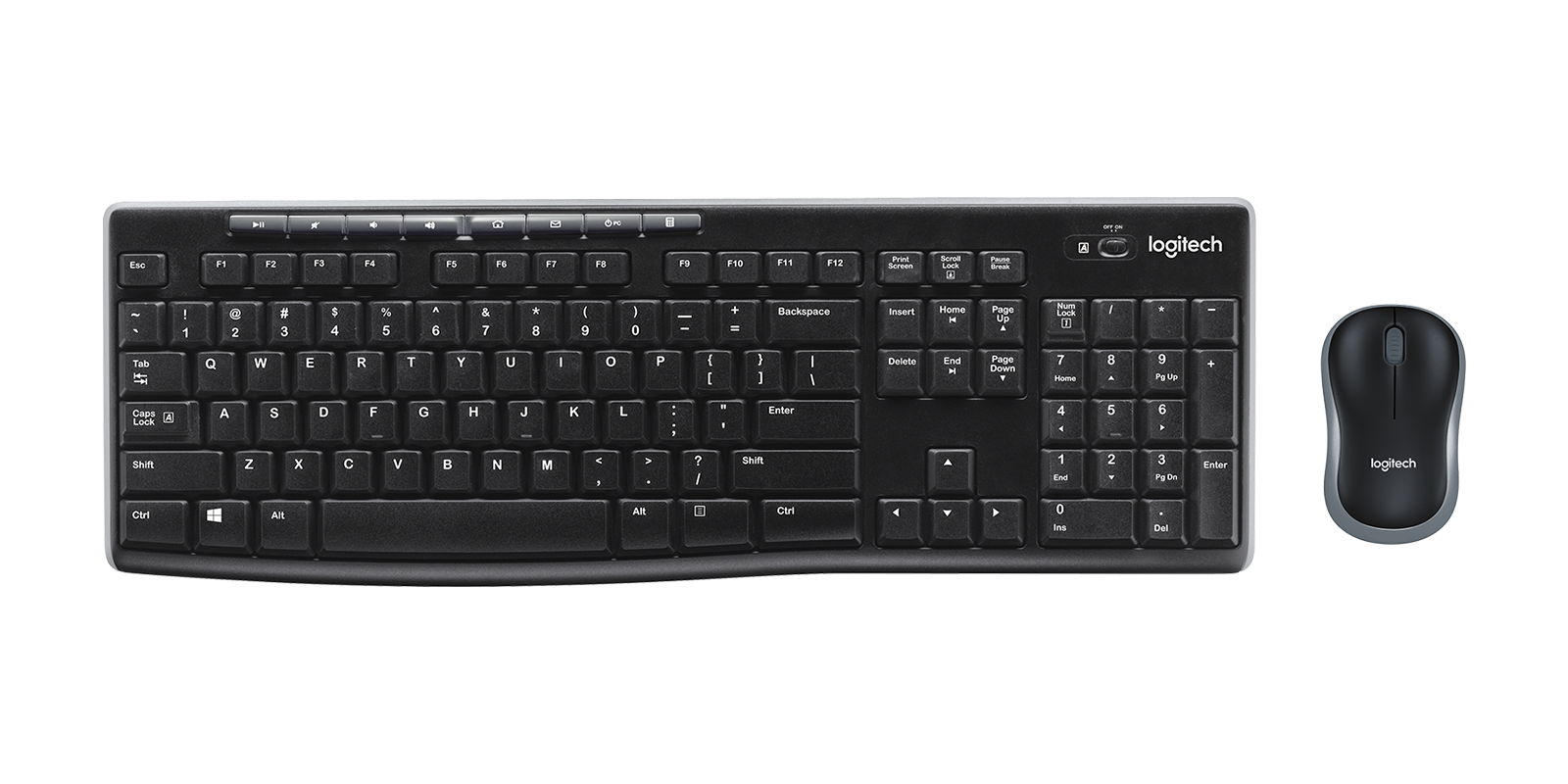 MK270 Wireless Keyboard and Mouse Combo - Black - English US (QWERTY)