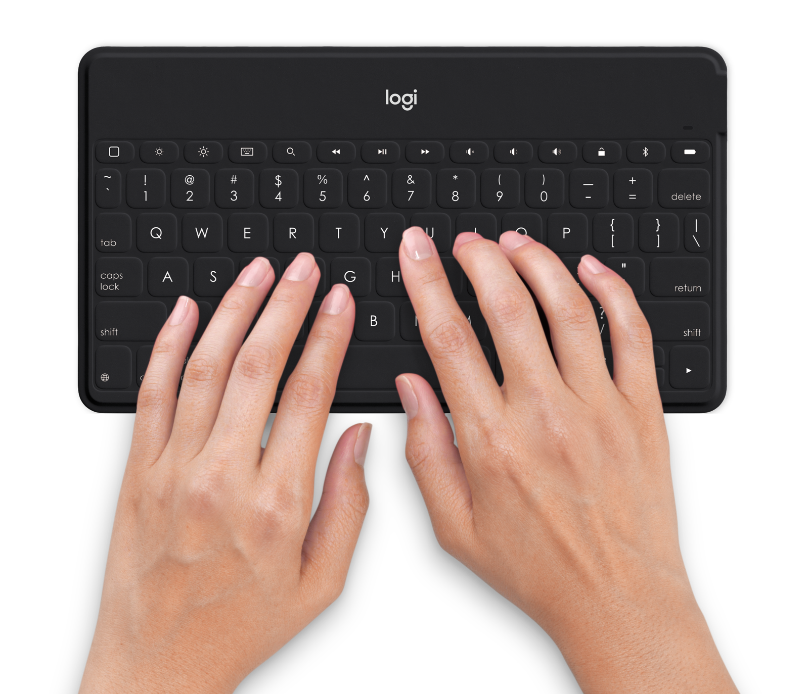 Keys-To-Go - Black Keyboard with White iPhone Stand - English US (QWERTY) - View 3