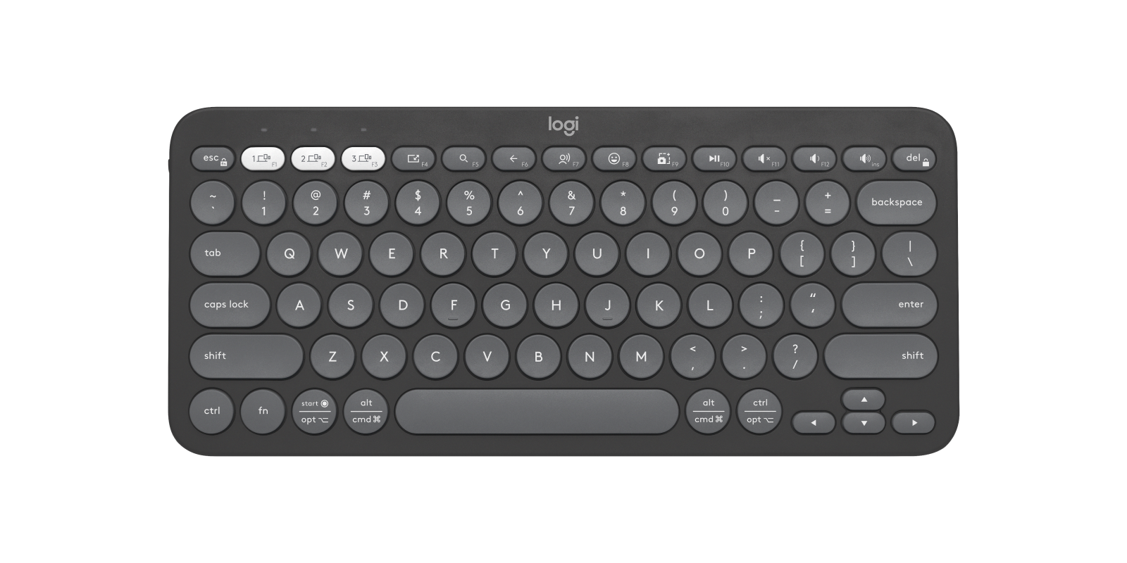 Pebble Keys 2 K380s - Tonal Graphite - English US (QWERTY)