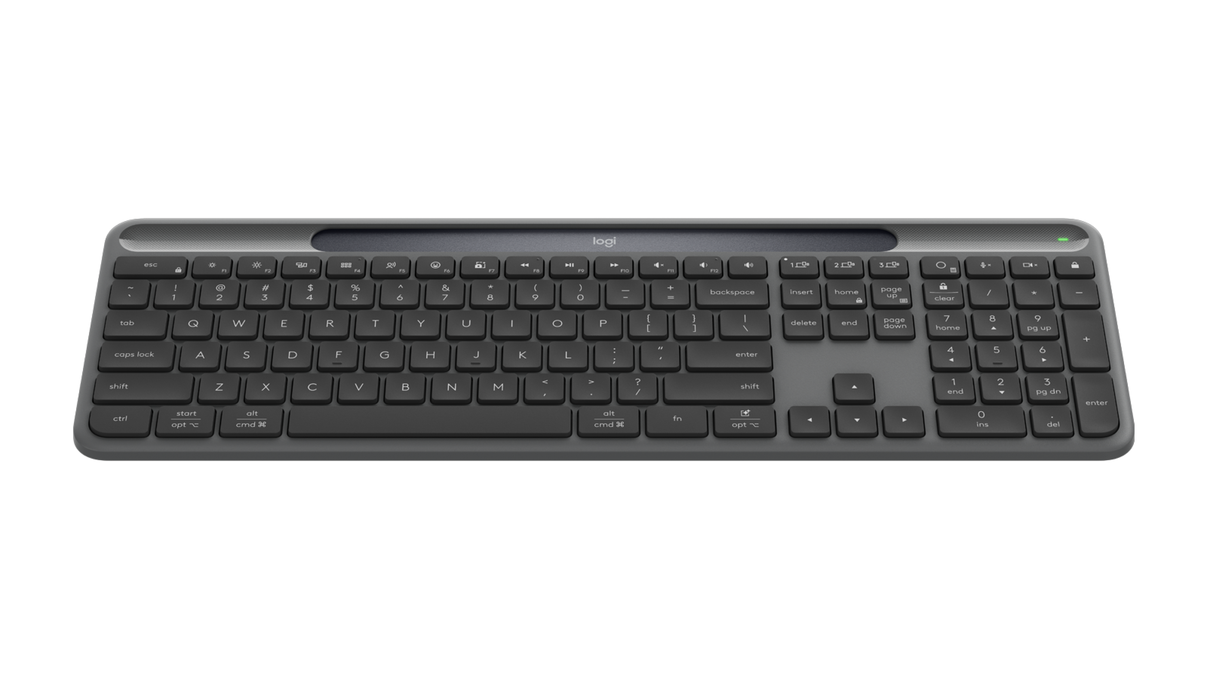 Signature Slim Solar+ wireless keyboard K980 - Graphite - English US (QWERTY) - View 2